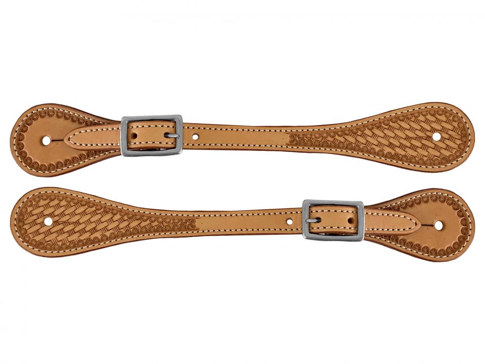 Showman Argentina Cow Leather Men's Basketweave Spur Straps