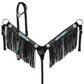 Showman Black and Turquoise Nylon One Ear Headstall and Breastcollar Set