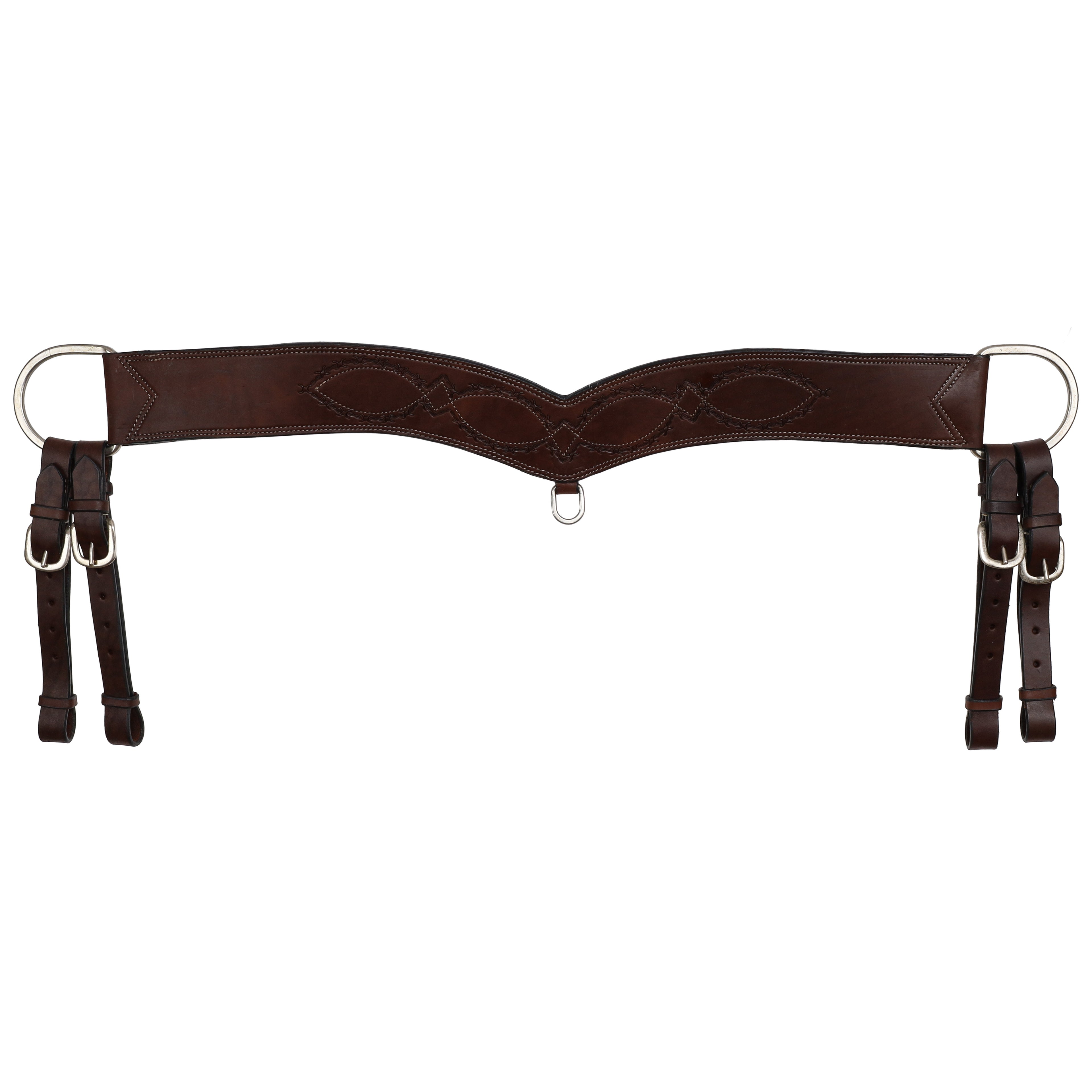 Showman Dark Oil Argentina Cow Leather Barbwire Tooled Tripping Collar