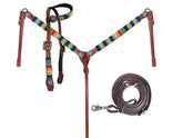 Showman Rainbow Beaded Headstall and Breastcollar Set