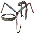 Showman Argentina Cow Leather 3 Piece Headstall and Breastcollar Set with Navajo Beaded Inlay