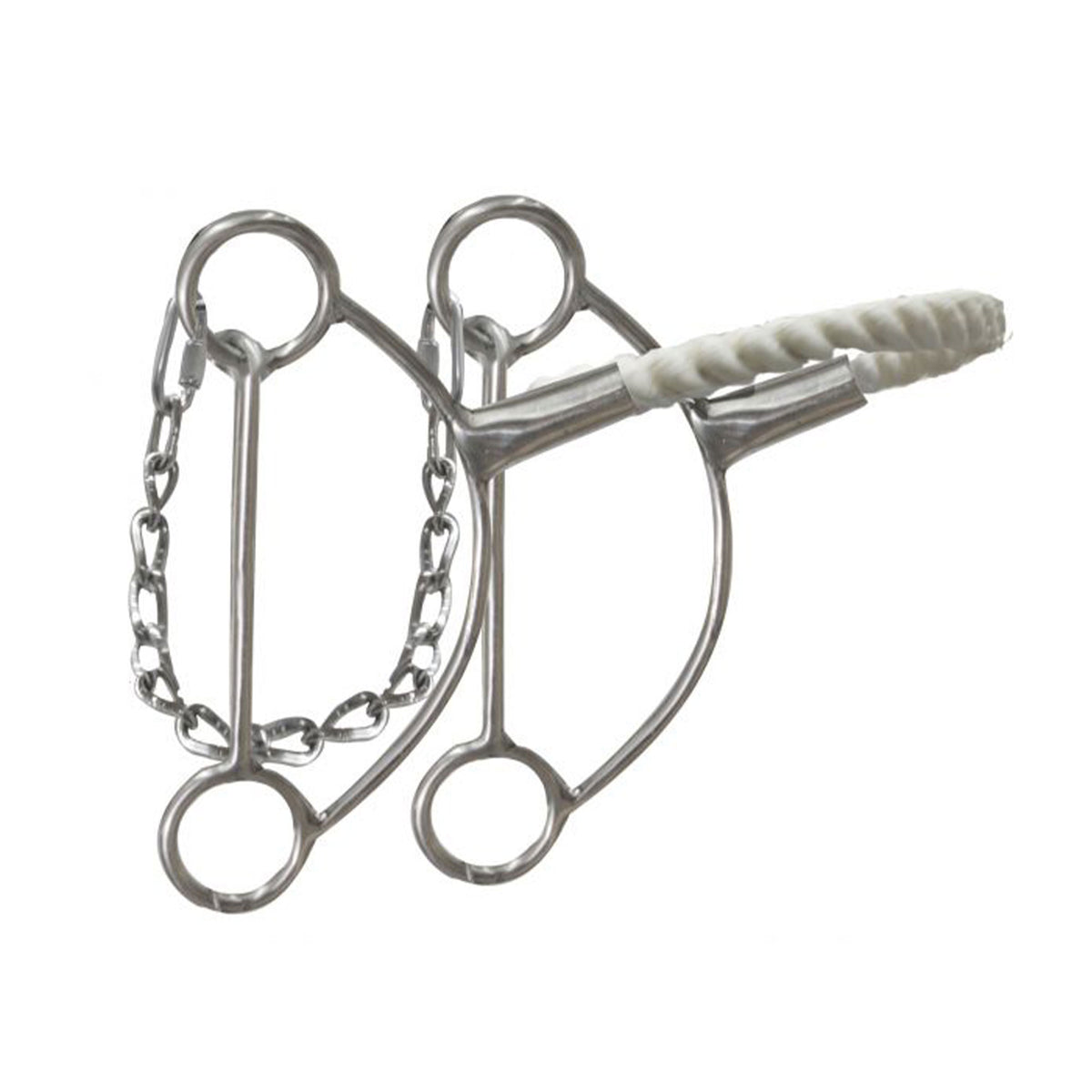 Showman Stainless steel hackamore with wax coated twisted rope noseband