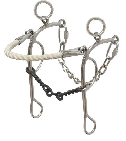 Showman stainless steel dog bone rope nose combo hackamore/gag