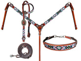 Showman Beaded Pastel Color 4 Piece Headstall and Breastcollar Set