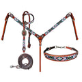 Showman 4-Piece Beaded Pastel One Ear Headstall and Breastcollar Set