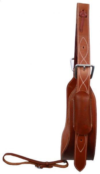 Showman heavy duty 5" wide leather back cinch with 1 3/4" billet straps and girth connector strap