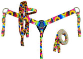 Showman PONY SIZE Nylon Headstall  Breastcollar set With Serape and Sunflower Print Design