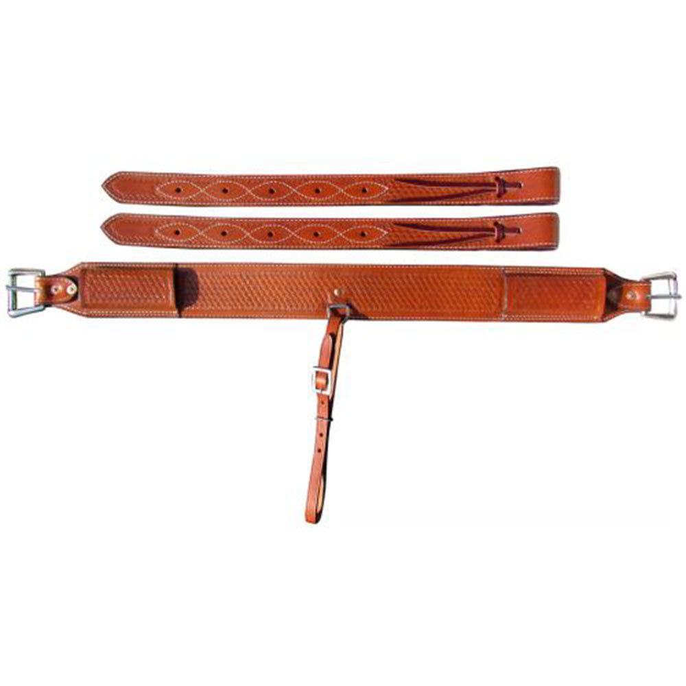 Showman 3" wide Basketweave Tooled Leather back cinch