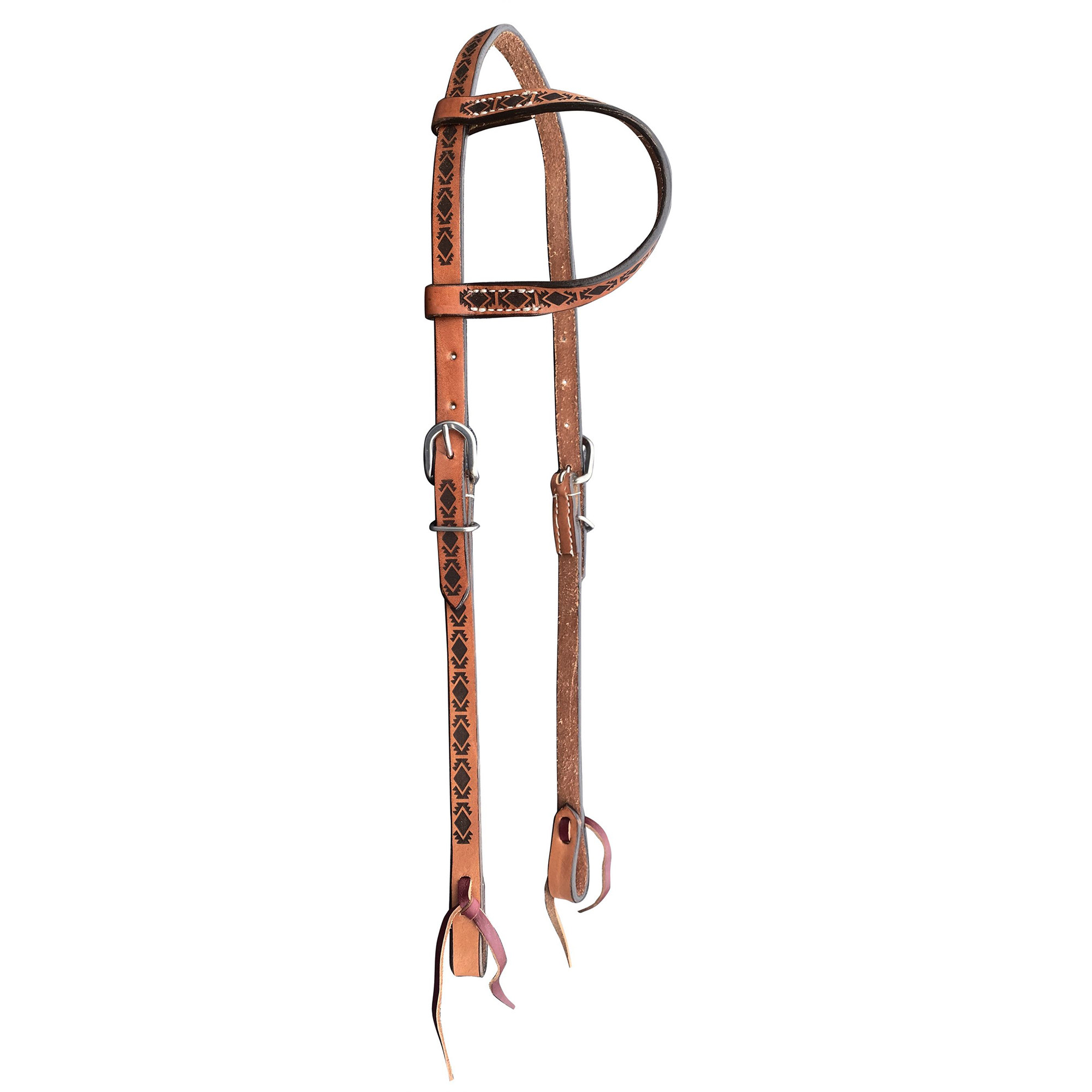 Showman Carved Aztec One Ear Argentina Cow Leather Headstall