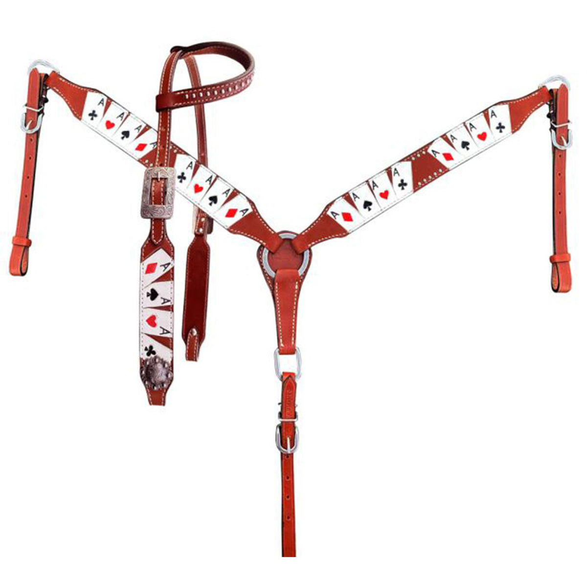 Showman "Four of A Kind" Painted One Ear Headstall and Breastcollar Set