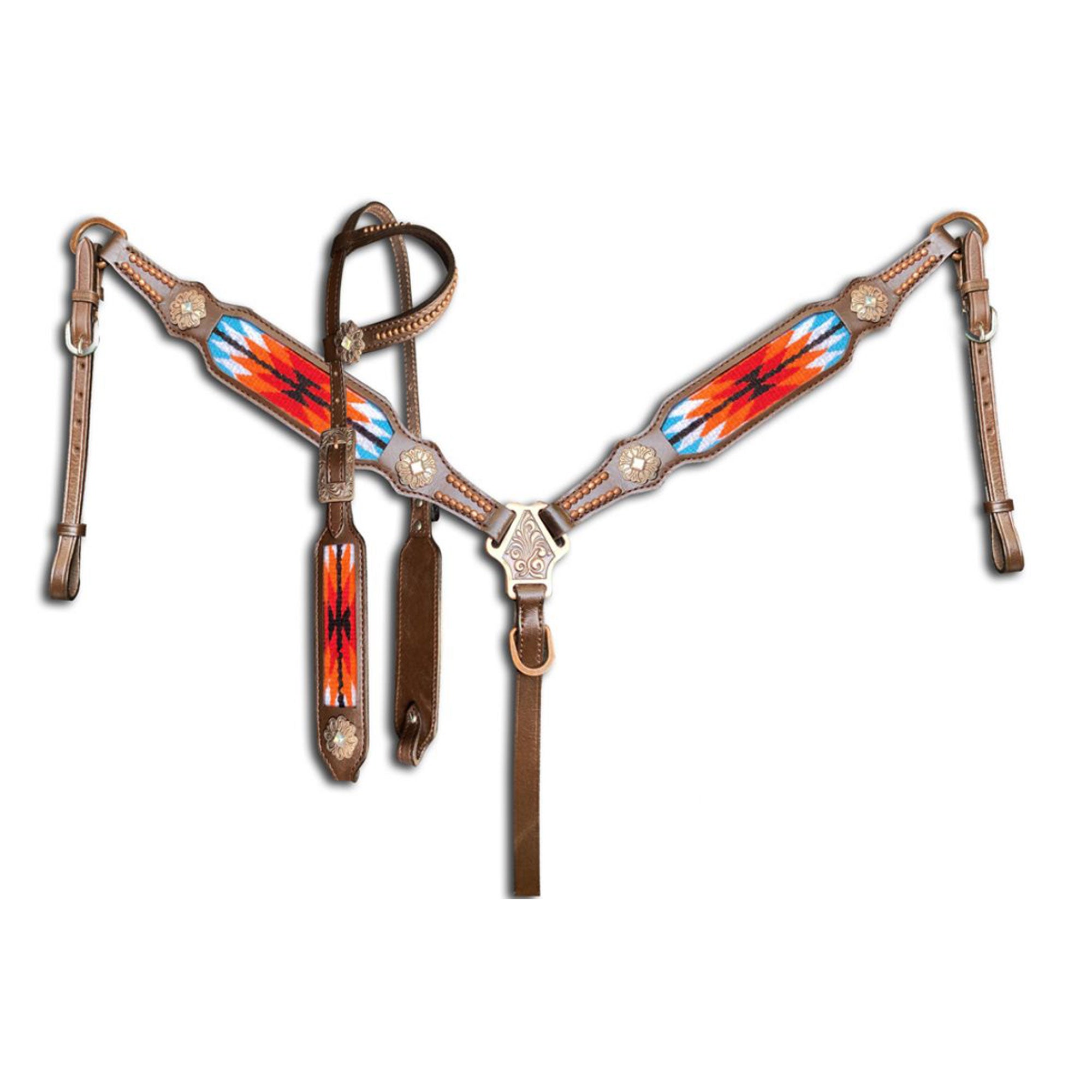 Showman Sundance Ridge Wool One Ear Headstall and Breastcollar Set