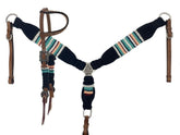 Showman Corded One Ear Headstall  Breast collar set - black