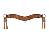 Showman Basketweave tooled light oil leather tripping collar