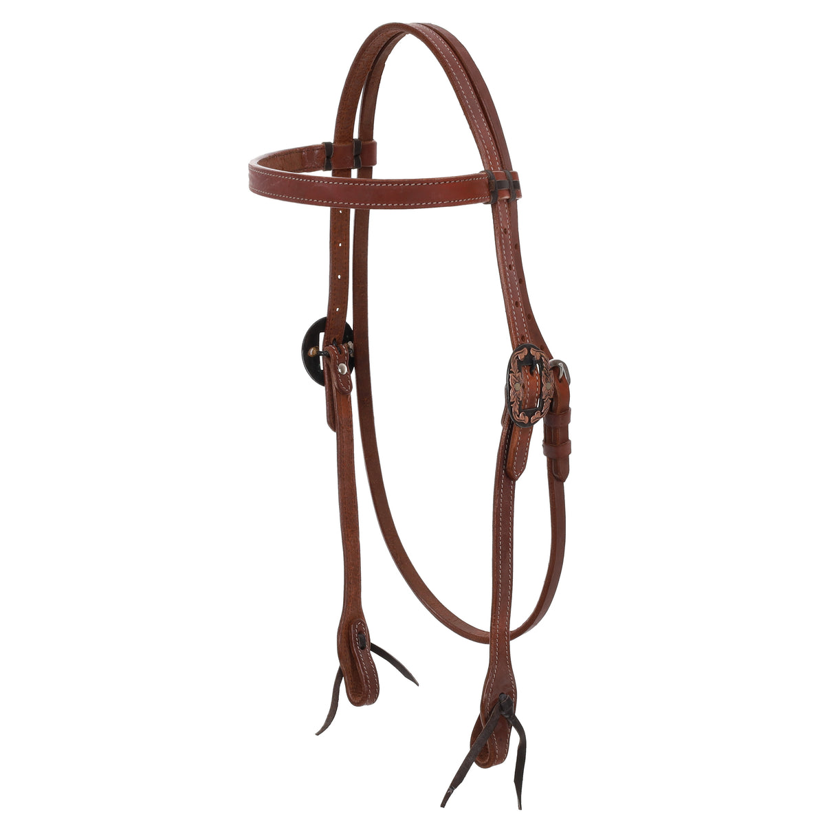 Showman Harness Leather Browband Headstall with Floral Buckles