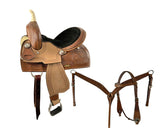 13" Double T Youth Hi-Back Barrel saddle Set with Black Suede seat