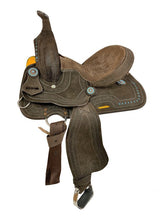 12" Double T Barrel style saddle with Teal concho accents