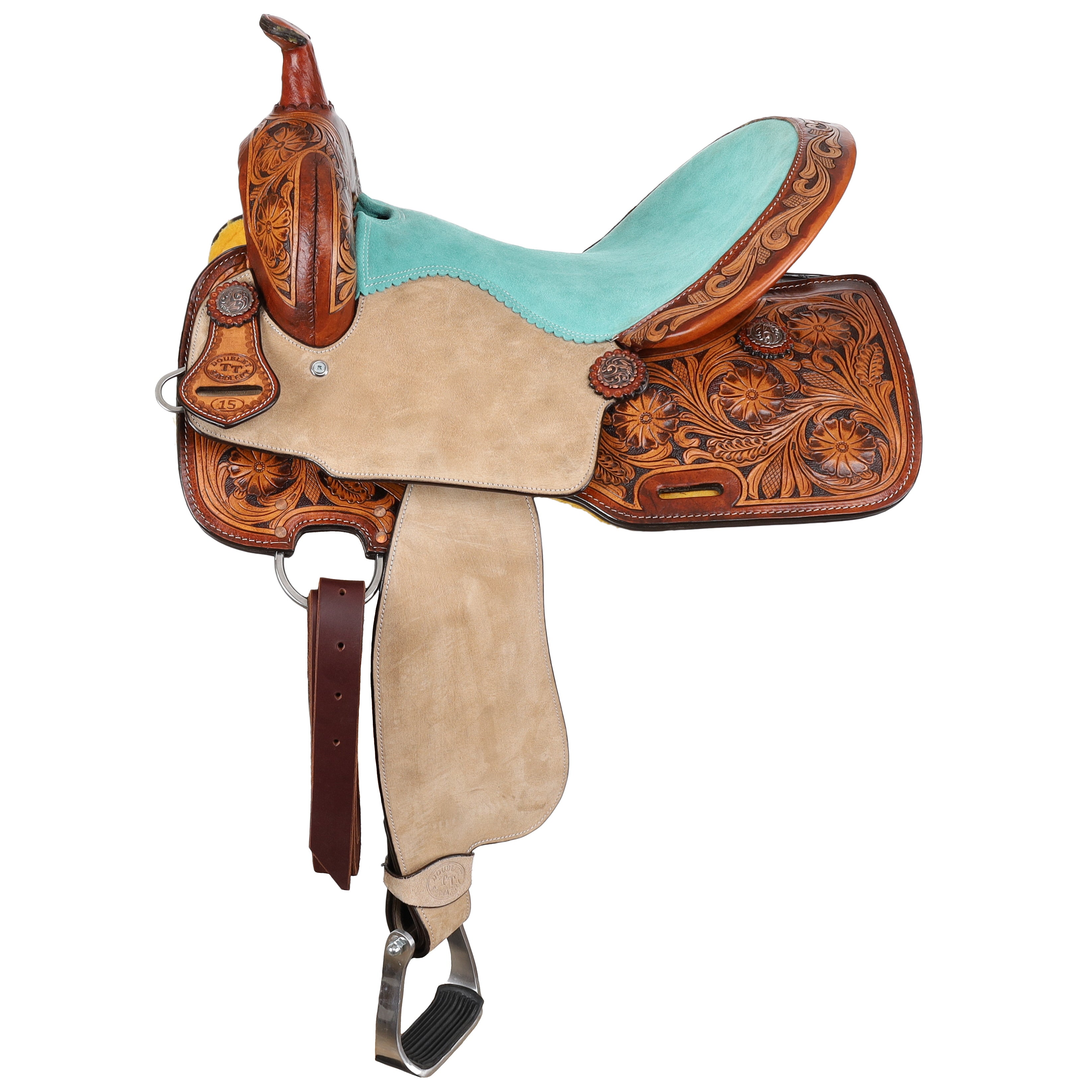 Double T Coastal Poppy Spinal Relief Barrel Style Saddle - 14, 15, 16 Inch