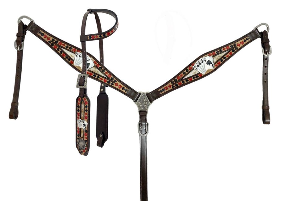 Showman 'Royal Flush' One Ear Headstall and Breast Collar Set