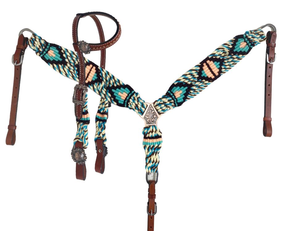 Showman Glade Corded One Ear Headstall and Breastcollar Set