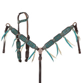 Showman Limited Edition Teal Tides One Ear Headstall and Breastcollar Set