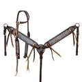 Showman Weathered Steer Traditional One Ear Headstall and Breastcollar Set