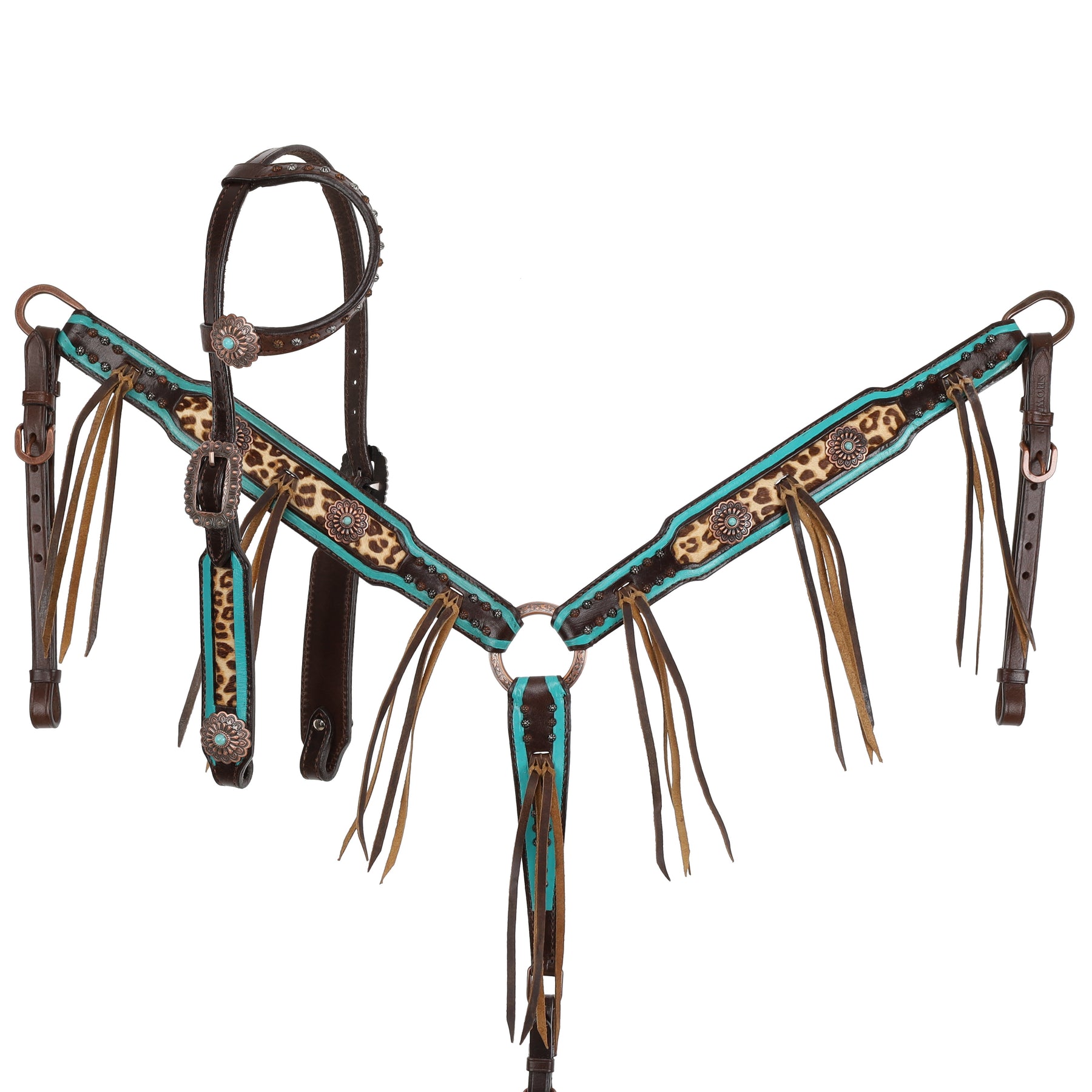 Showman Limited Edition Sahara Blue One Ear Headstall and Breastcollar Set