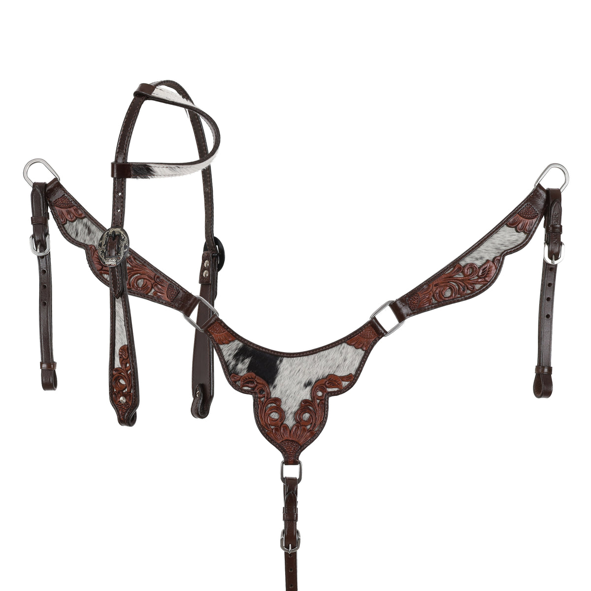 Showman Meadow Hide One Ear Headstall and Breastcollar Set