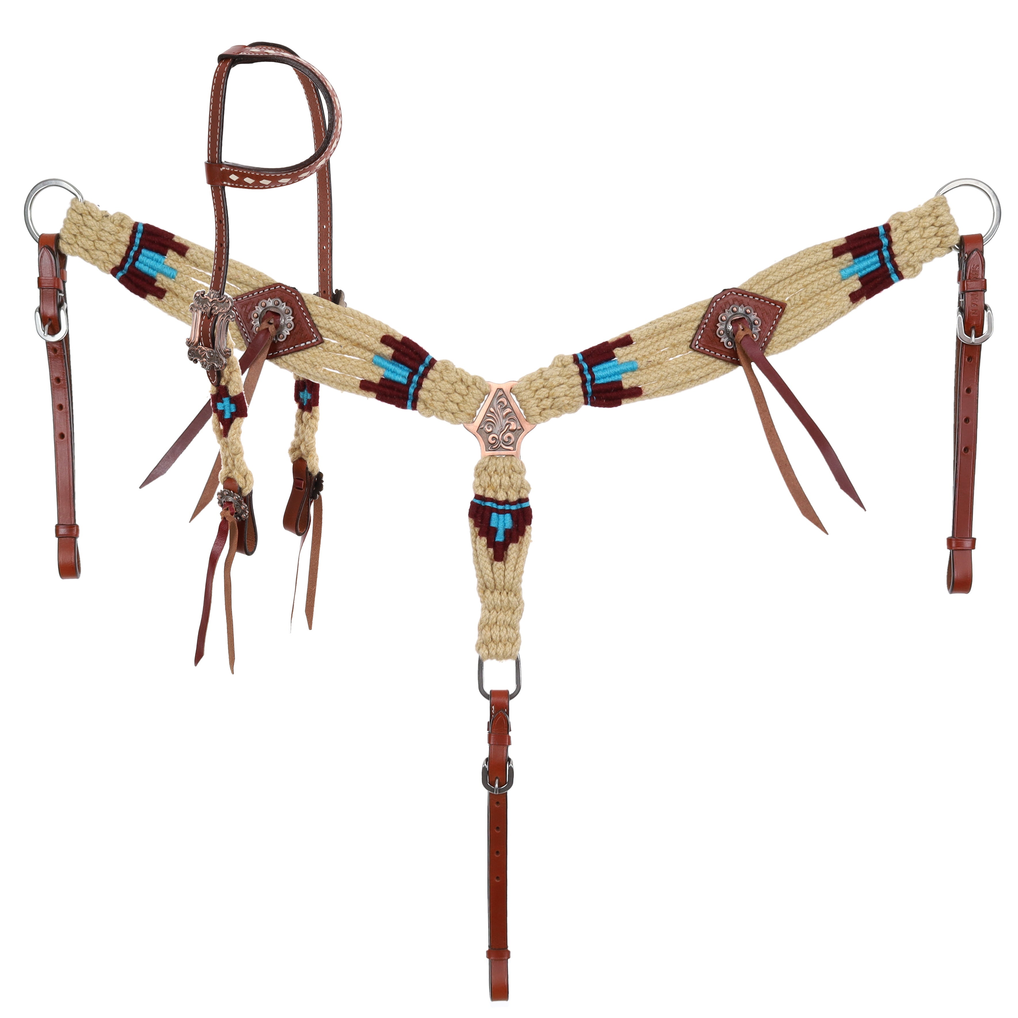 Showman Sand & Sky Mohair One Ear Headstall and Breastcollar Set