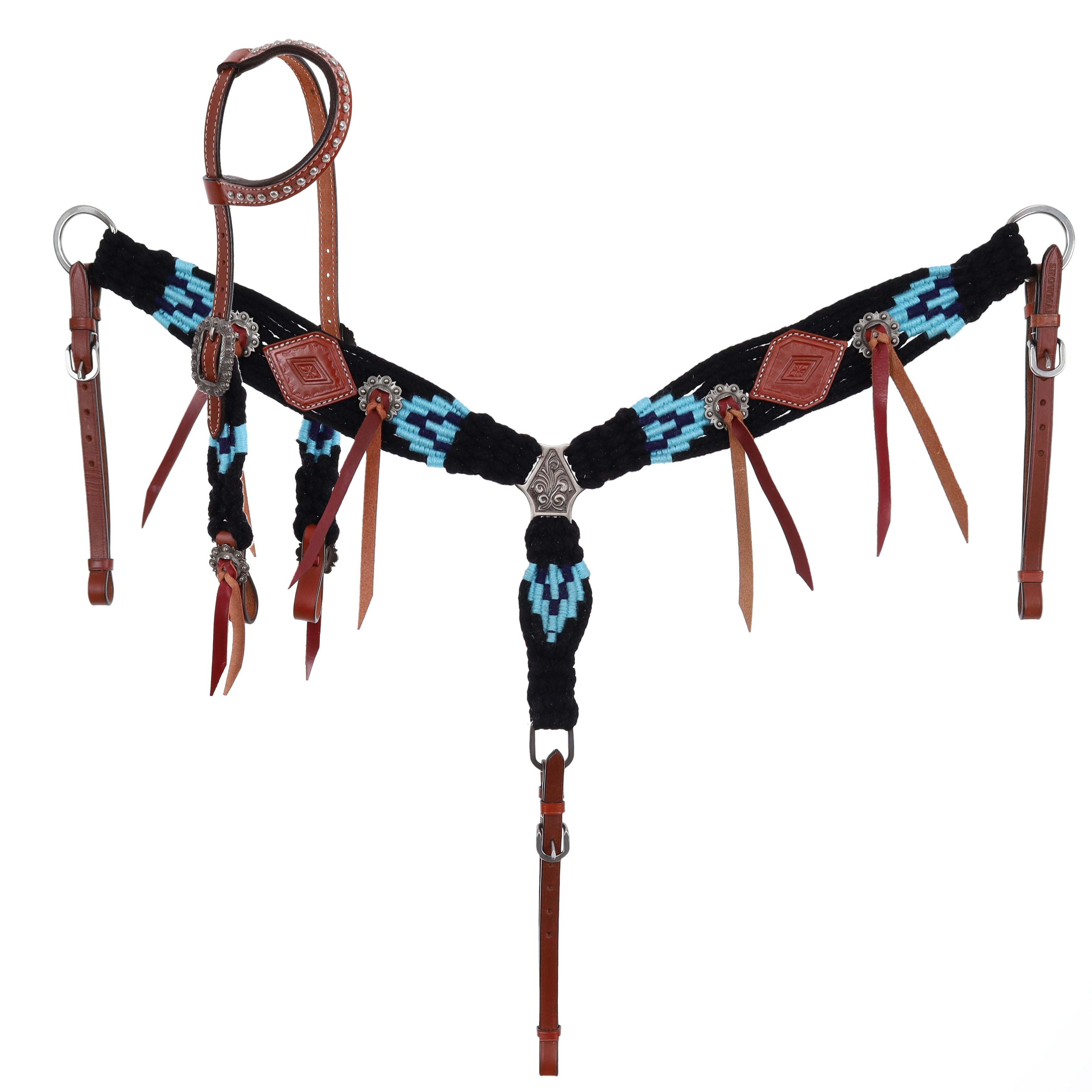 Showman Twilight Blue Mohair One Ear Headstall and Breastcollar Set