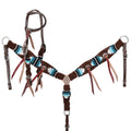 Showman Teal Hollow Mohair One Ear Headstall and Breastcollar Set