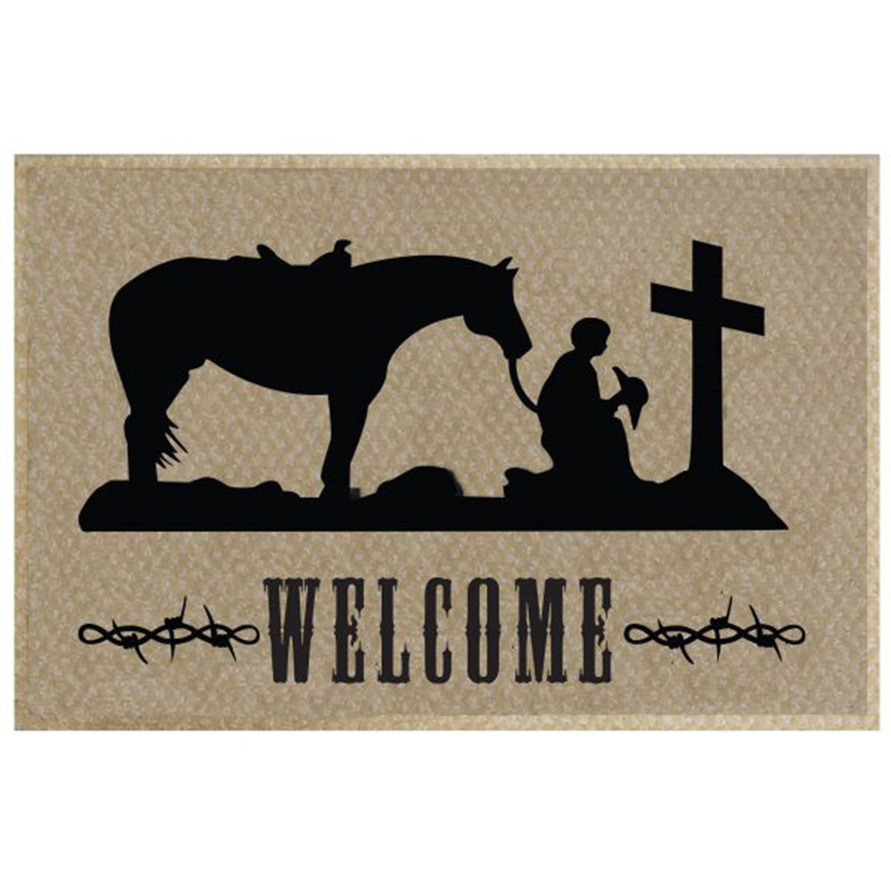 27" x 18" Praying Cowboy welcome mat