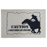 27" x 18" 'Caution, A crazy horse lady lives here' Welcome mat