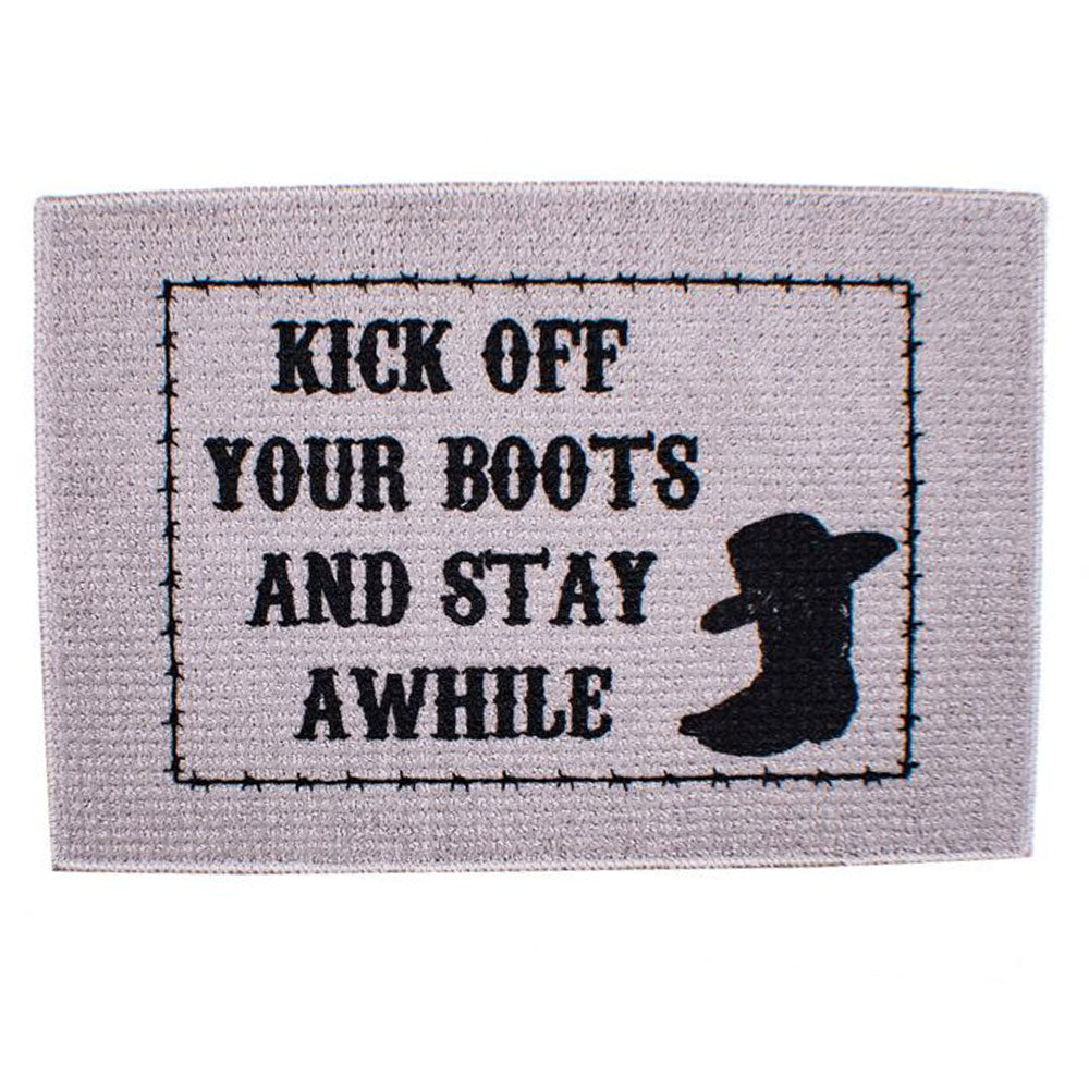 27" x 18" "Kick Off Your Boots And Stay Awhile" floor mat