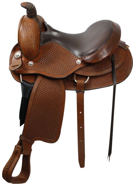 16" Round Skirted, fully tooled, Roping Style Buffalo Saddle