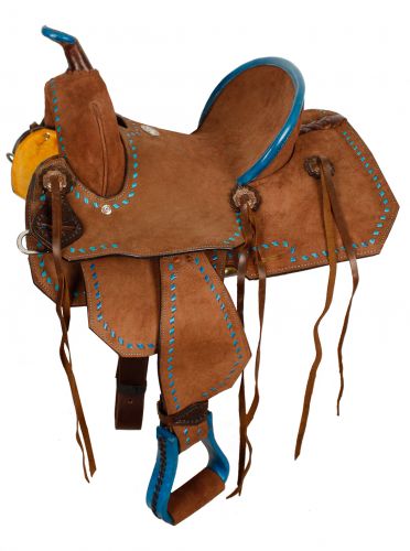 13" Double T Youth/Pony Chocolate Roughout Barrel Saddle