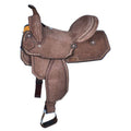 Double T Chocolate Brown Roughout Barrel Style Saddle - 15 Inch