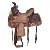 Double T Youth Chocolate Brown Hard Seat Bear Trap Style Saddle - 12, 13 Inch