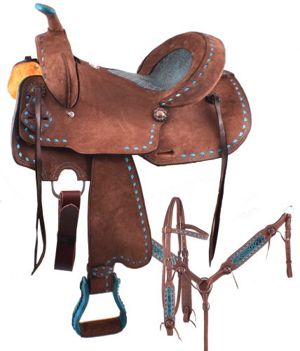 14", 15", 16" Double T Roughout Barrel Style Saddle Set