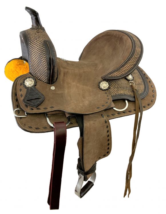 13" Double T Youth hard seat barrel style saddle