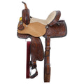 Double T Feathered Buckskin Barrel Style Saddle - 15 Inch