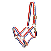 Showman Red, White and Blue Striped Nylon Halter