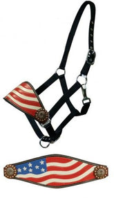 Showman Hand painted American flag bronc halter