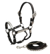 Showman Mini Dark leather show halter with lead