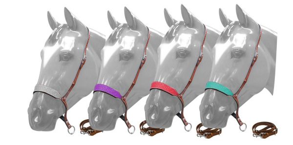 Showman Glitter overlay leather tie down noseband and strap