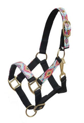 Showman PONY Halter with multi color Navajo print overlay