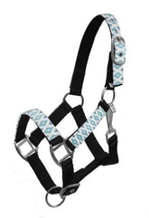 Showman PONY Halter with brown and teal Navajo diamond print overlay