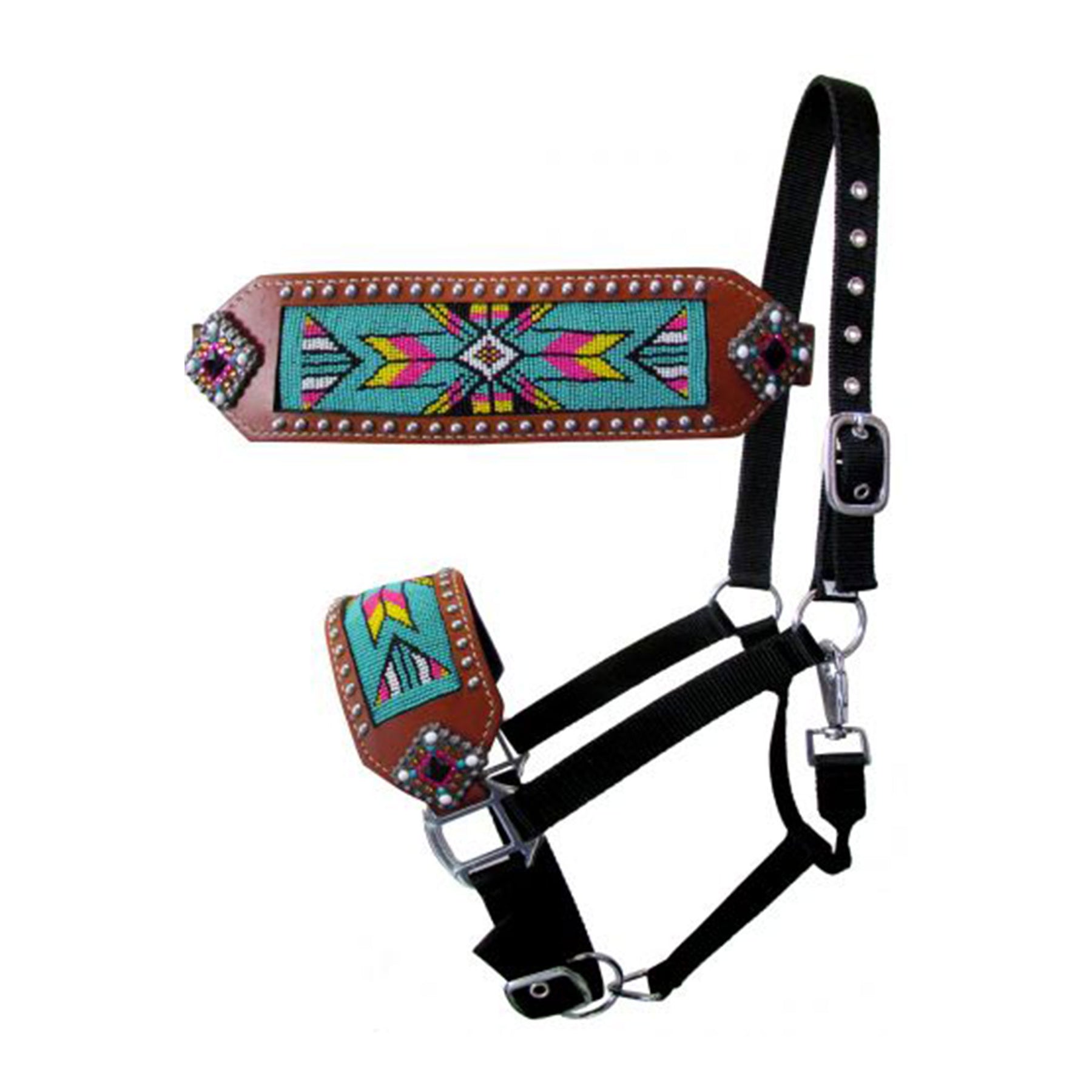 Showman Nylon Bronc Halter with Beaded Design