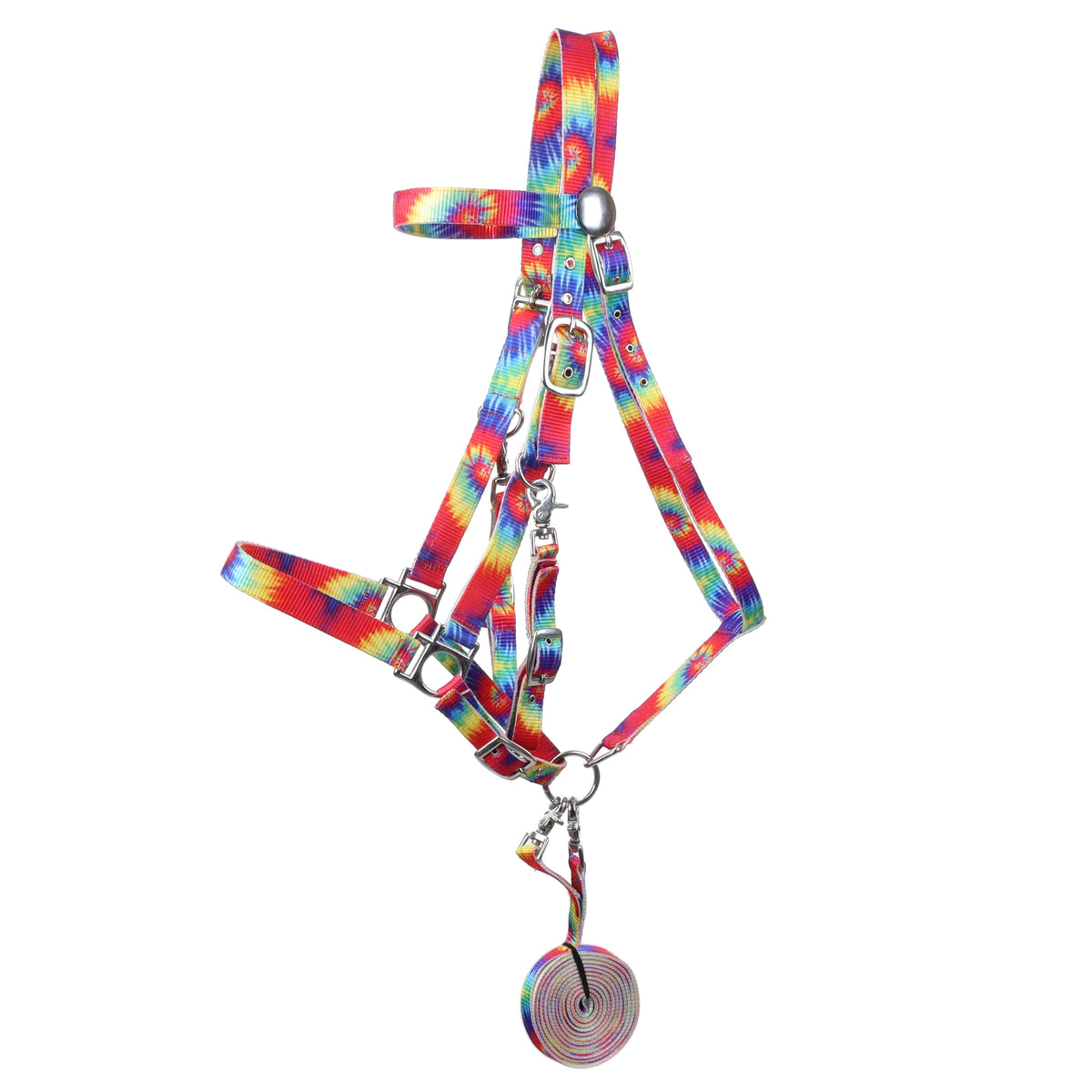 Showman Multi Color Tie Dye Premium Nylon Combination Halter Bridle with Reins