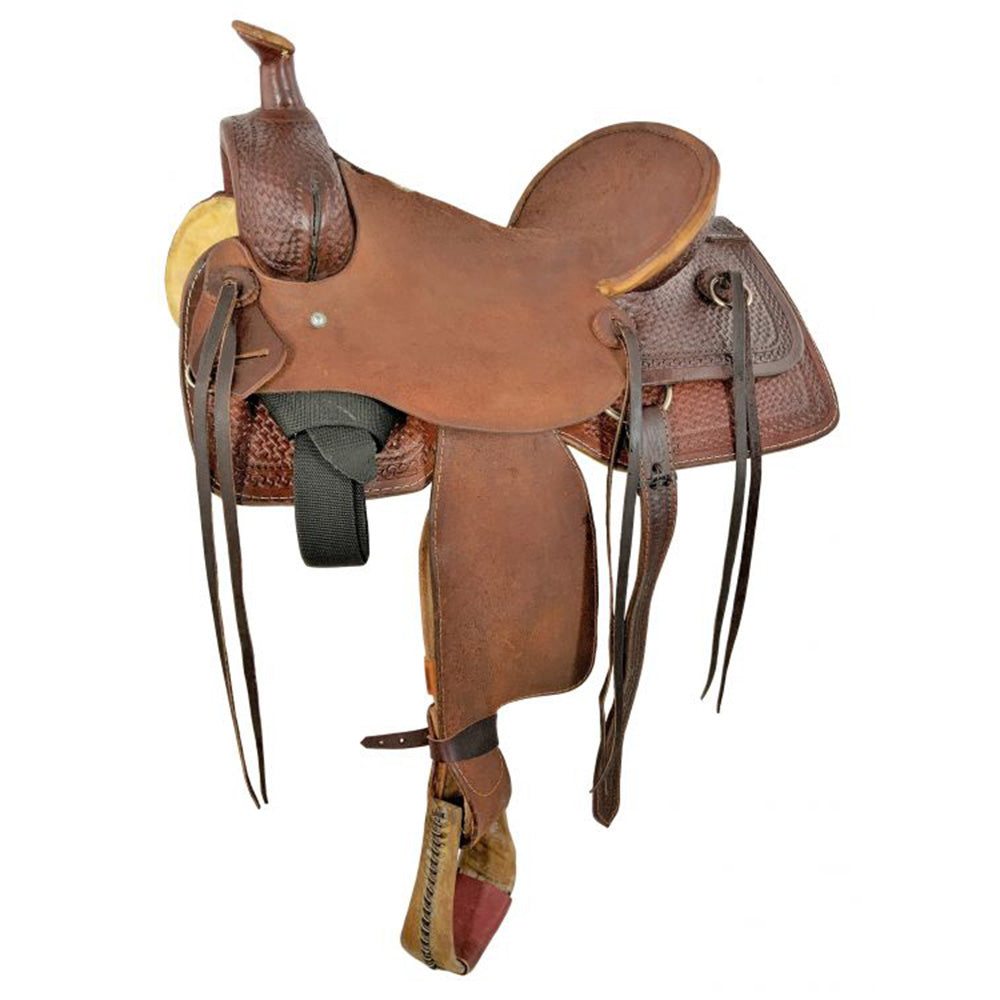 Buffalo Roper Style Saddle with Basket Stamp Tooling - 16 Inch