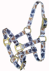 Showman Premium nylon Cowhide Print halter with brass hardware